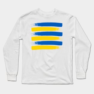Blue and Yellow Paint Streaks - Ukraine Flag - Abstract Ukrainian Flag Colors 6 Long Sleeve T-Shirt